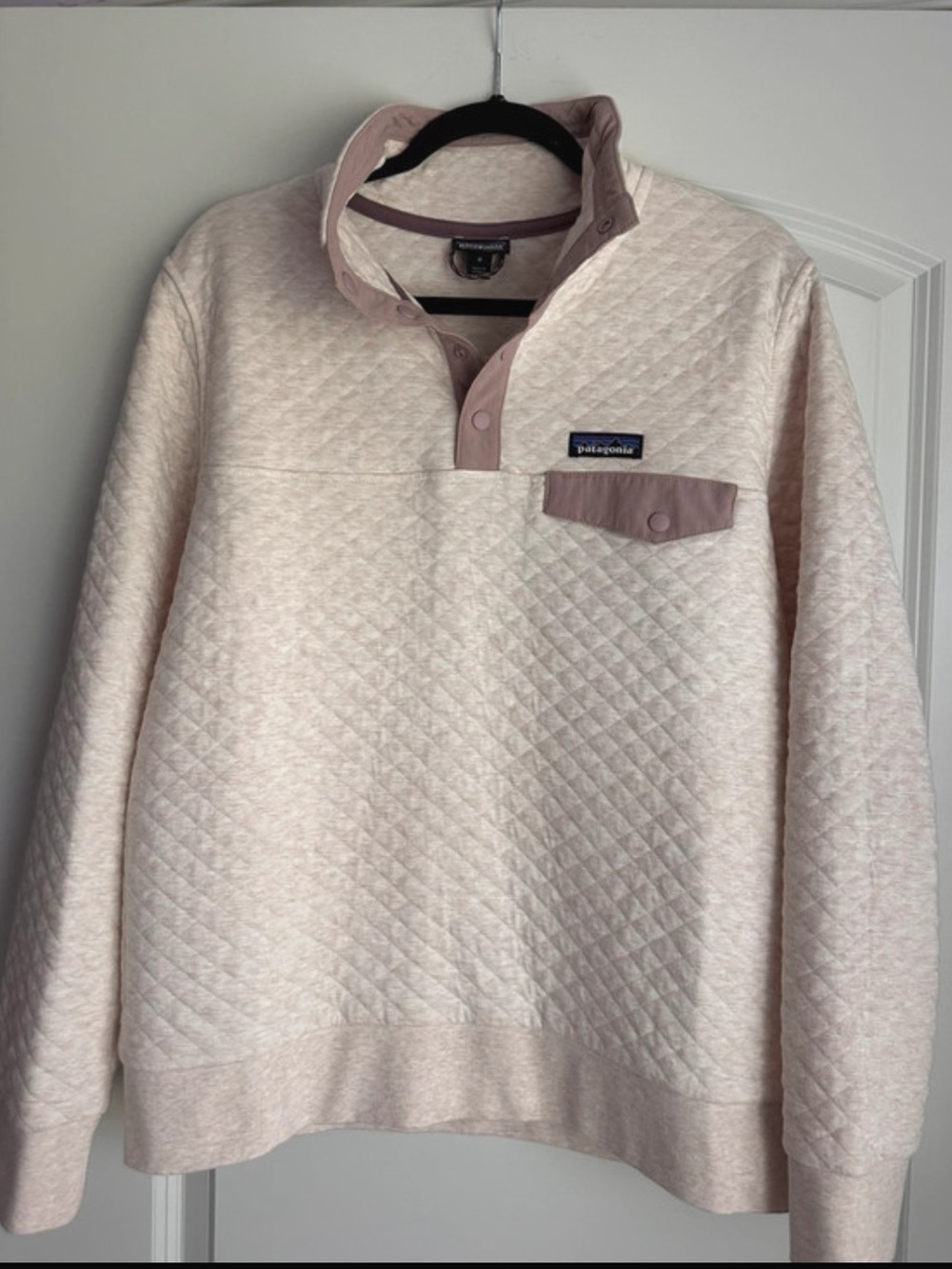 Patagonia Sweatshirt Womens M cream Organic Cotton Quilt Snap-T Pullover Knit